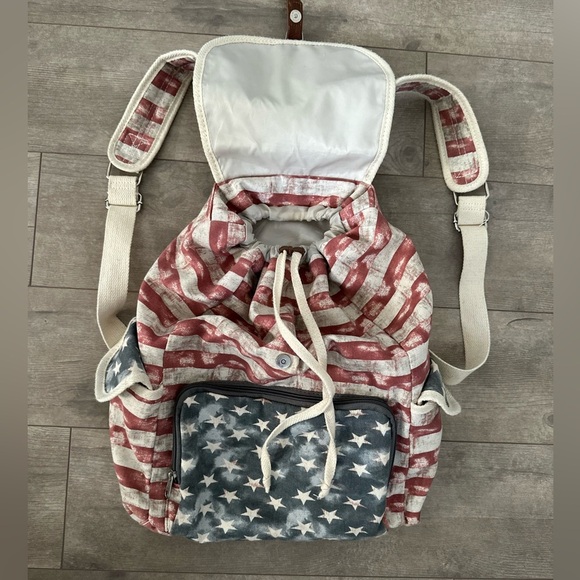 Gorgeous Large Vintage Rustic American Flag Backpack Shoulder Bag New - Picture 10 of 16